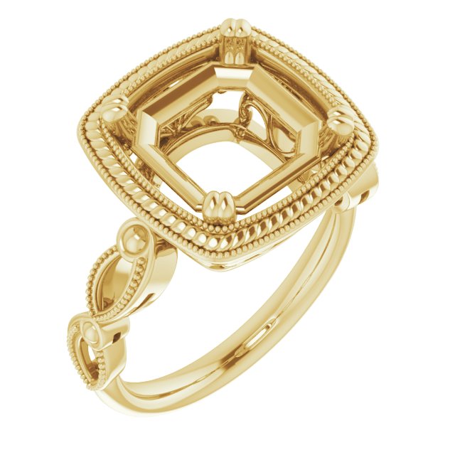 Rope & Milgrain Solitaire Ring
