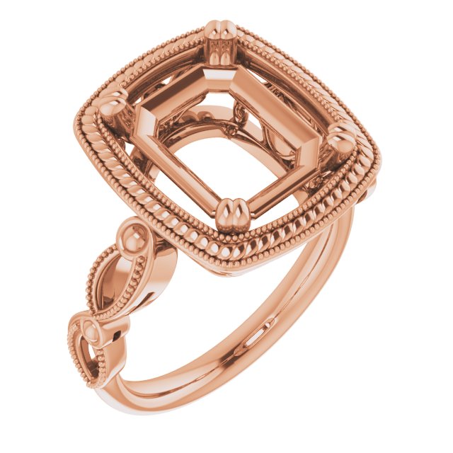 Rope & Milgrain Solitaire Ring