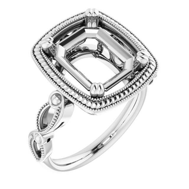 Rope & Milgrain Solitaire Ring