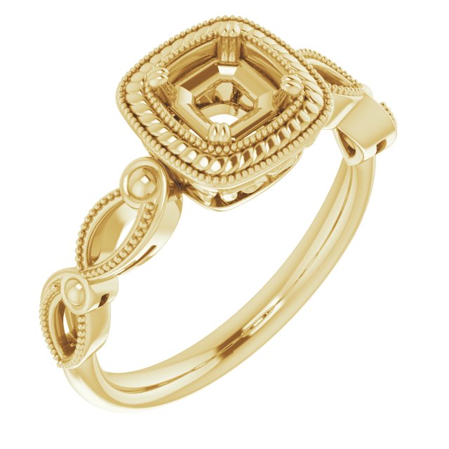 Rope & Milgrain Solitaire Ring