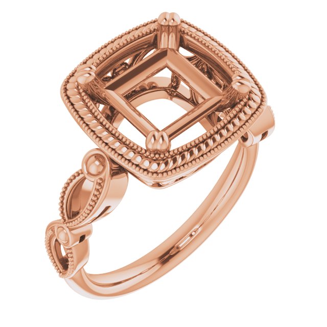 Rope & Milgrain Solitaire Ring
