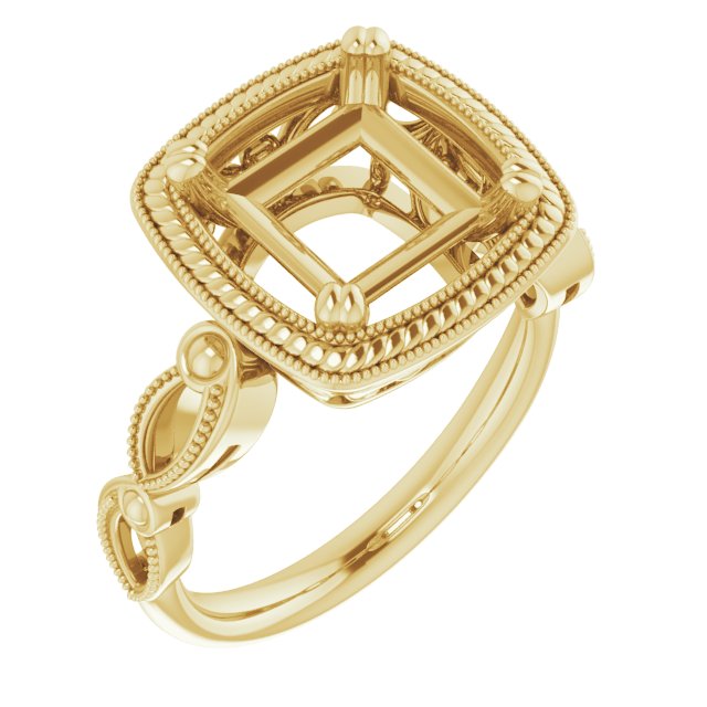 Rope & Milgrain Solitaire Ring