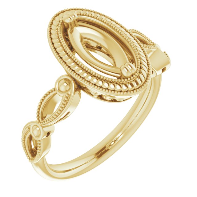 Rope & Milgrain Solitaire Ring