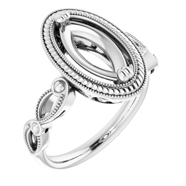 Rope & Milgrain Solitaire Ring