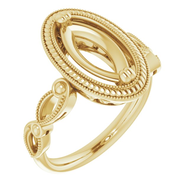 Rope & Milgrain Solitaire Ring