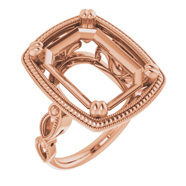 Rope & Milgrain Solitaire Ring