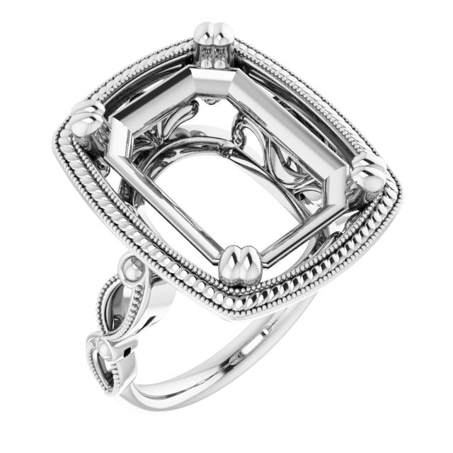 Rope & Milgrain Solitaire Ring