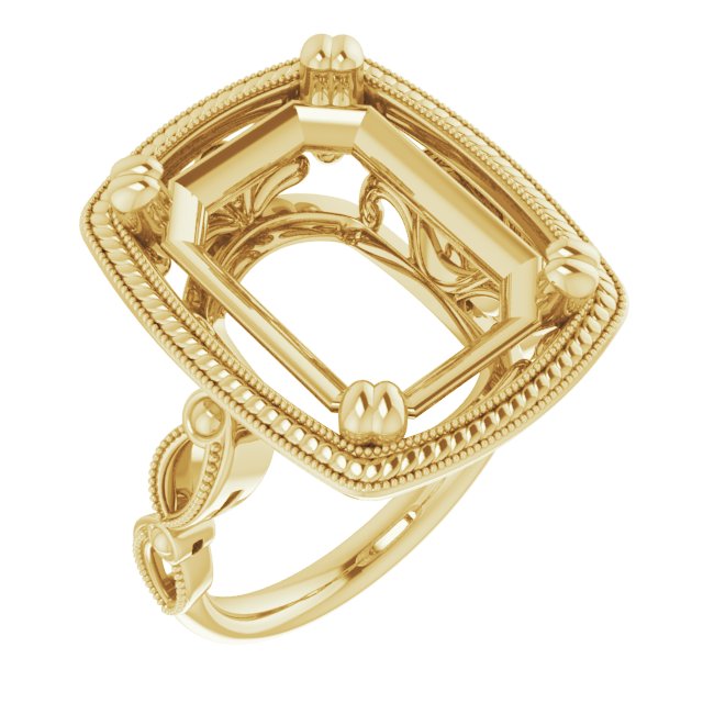 Rope & Milgrain Solitaire Ring