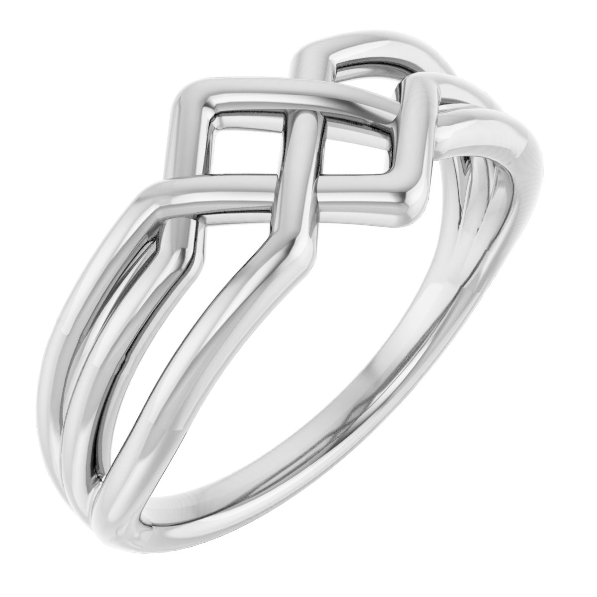 14K White Criss-Cross Ring