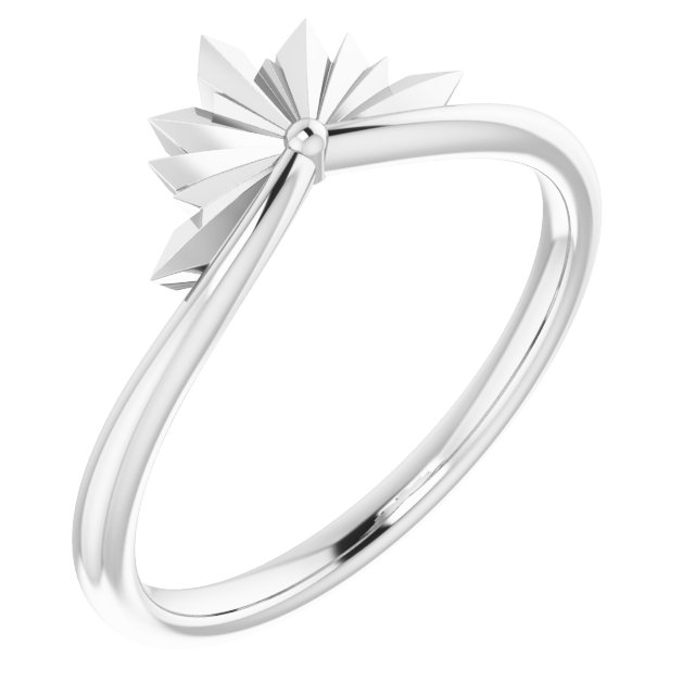 14K White Starburst Ring