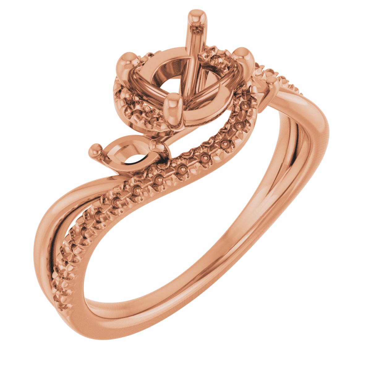French-Set Accented Bypass Engagement Ring or Band