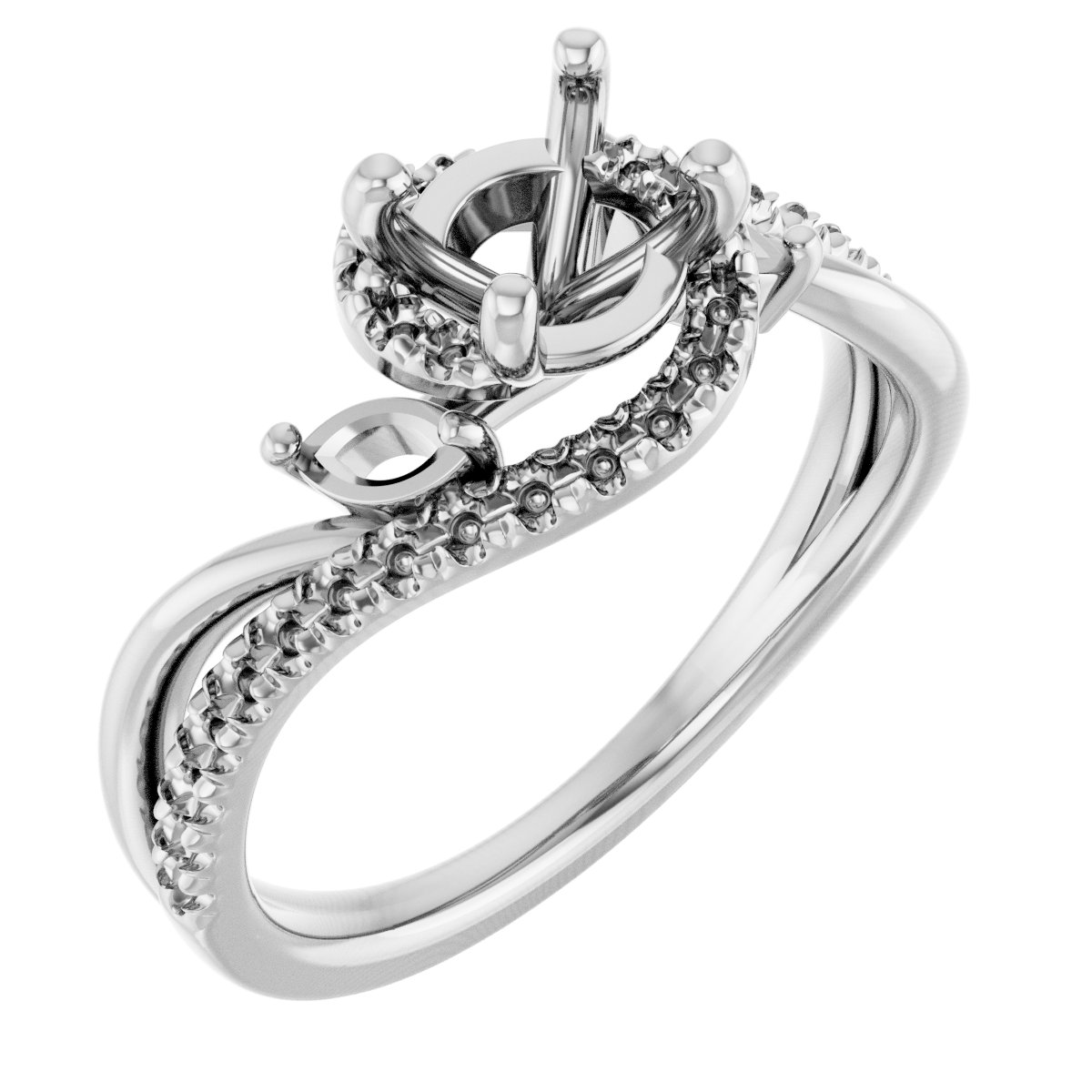 French-Set Accented Bypass Engagement Ring or Band