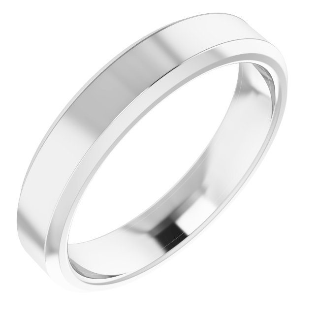 Sterling Silver 4 mm Beveled-Edge Comfort-Fit Band Size 16.5