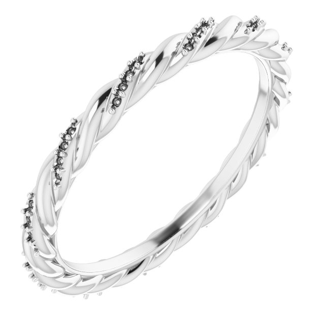 14K White 1/8 CTW Diamond Rope Eternity Band Size 6.5 