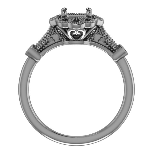 7x7 mm Square Engagement Ring Mounting view 2