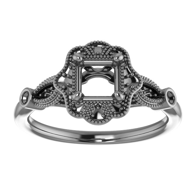 7x7 mm Square Engagement Ring Mounting view 3