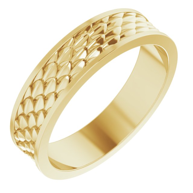 14K Yellow 6 mm Scale Patterned Band Size 12 Ref 16241091