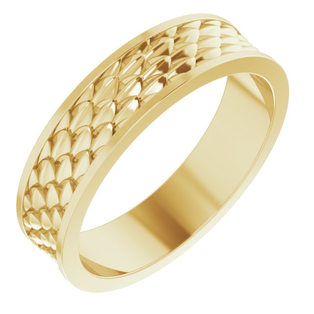 14K Yellow 6 mm Scale Patterned Band Size 11.5 Ref 16241087