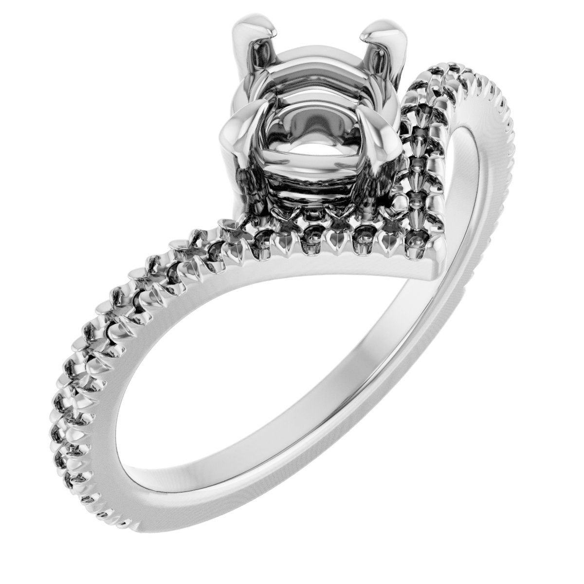 French-Set Accented Asymmetric Engagement Ring or Band