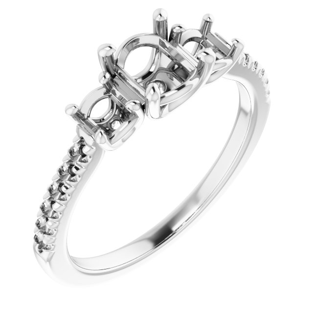 Accented Three-Stone Engagement Ring
