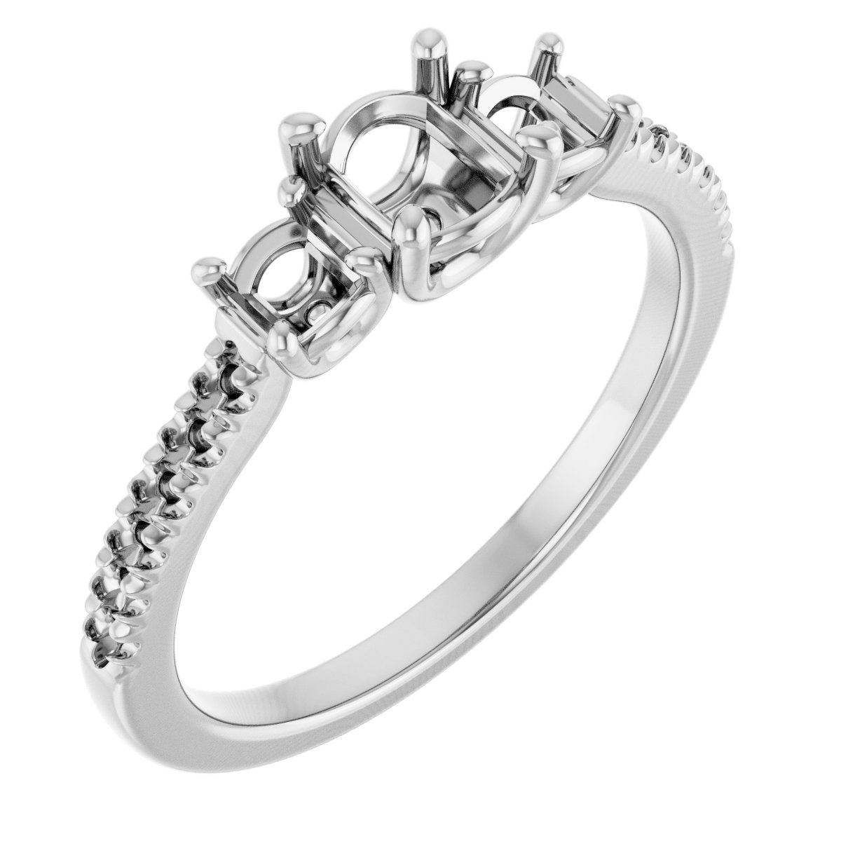 Accented Three-Stone Engagement Ring