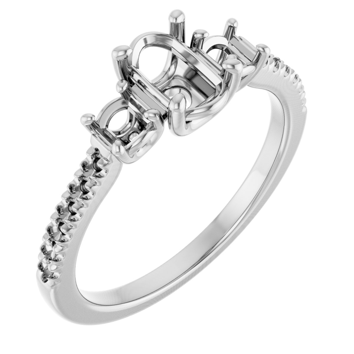 Accented Three-Stone Engagement Ring