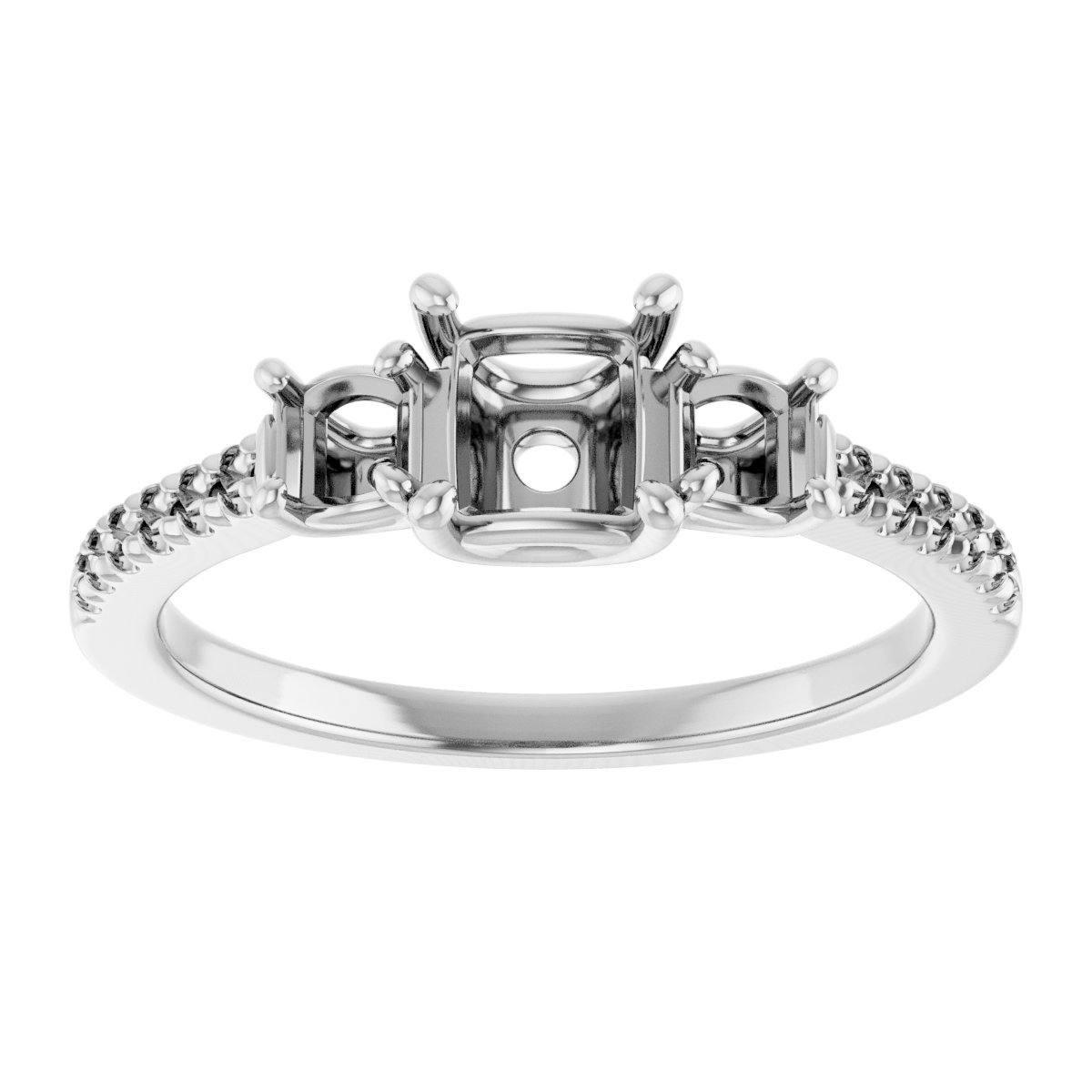 10x10 mm Heart Engagement Ring Mounting view 3