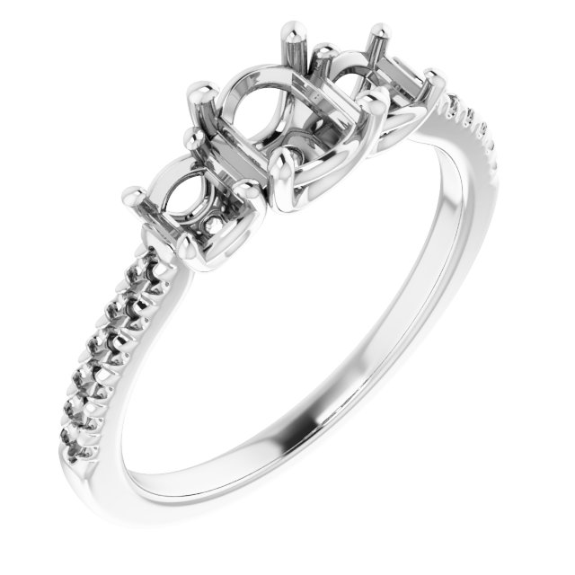 Accented Three-Stone Engagement Ring