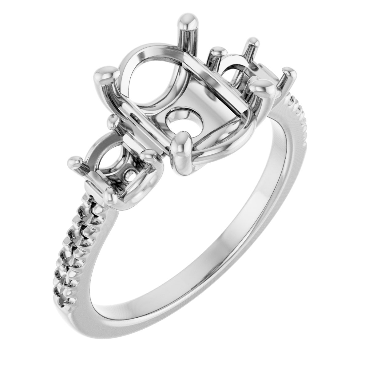 Accented Three-Stone Engagement Ring