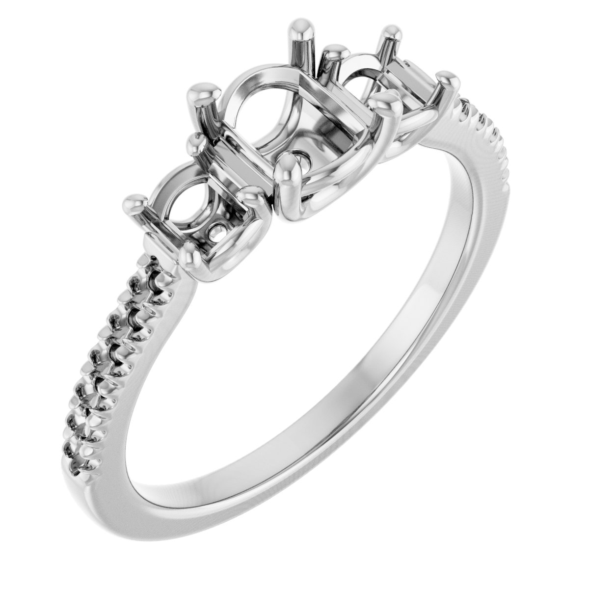 Accented Three-Stone Engagement Ring