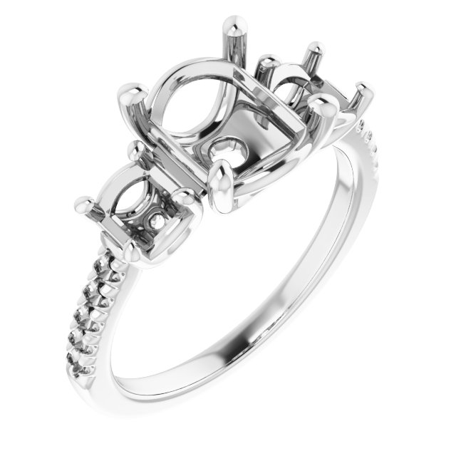 Accented Three-Stone Engagement Ring
