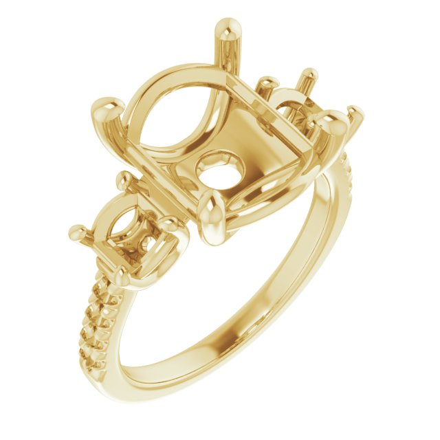 Accented Three-Stone Engagement Ring