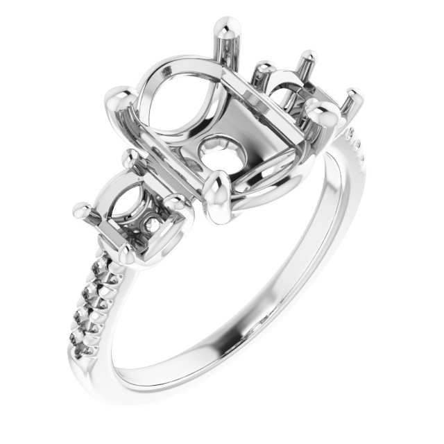 Accented Three-Stone Engagement Ring