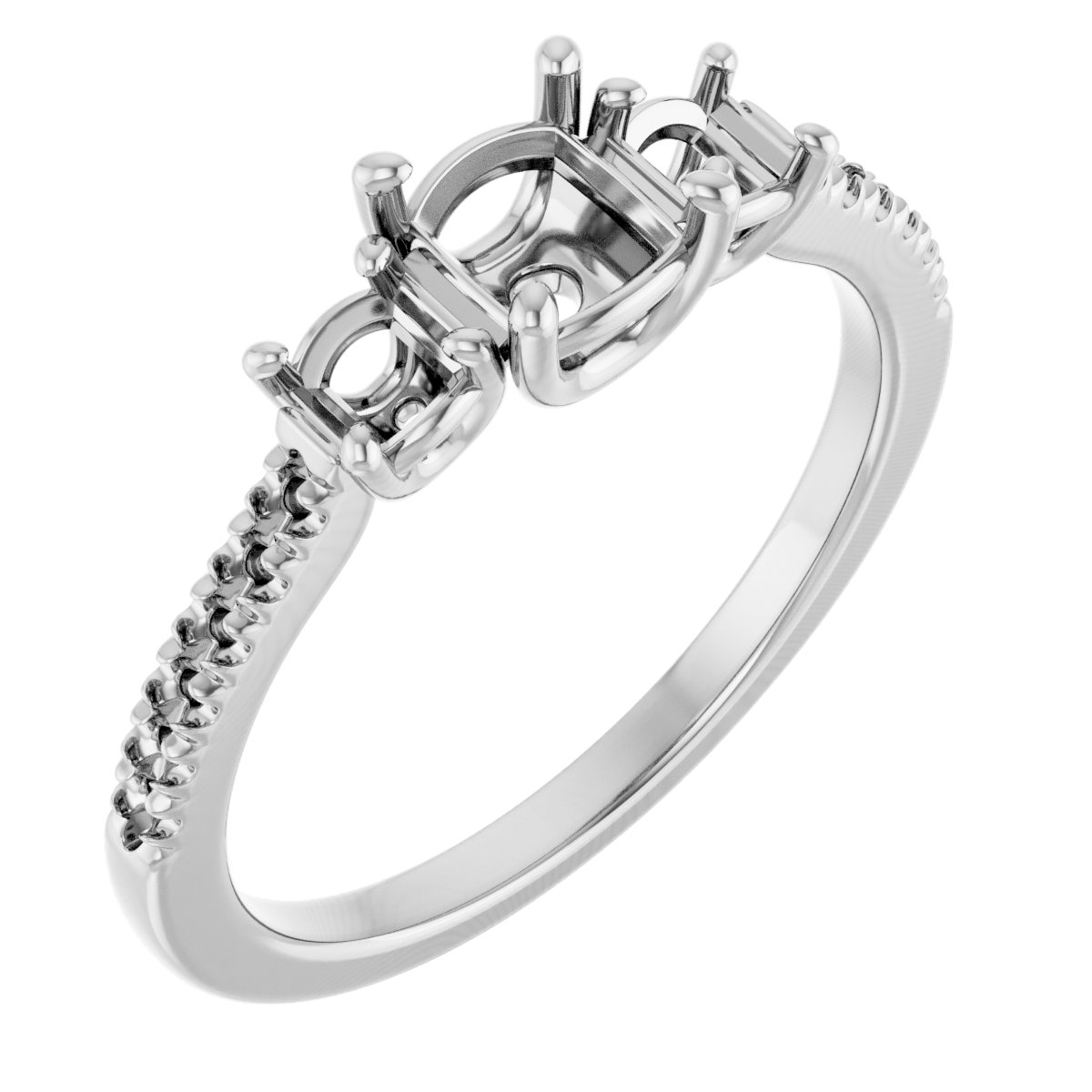 Accented Three-Stone Engagement Ring