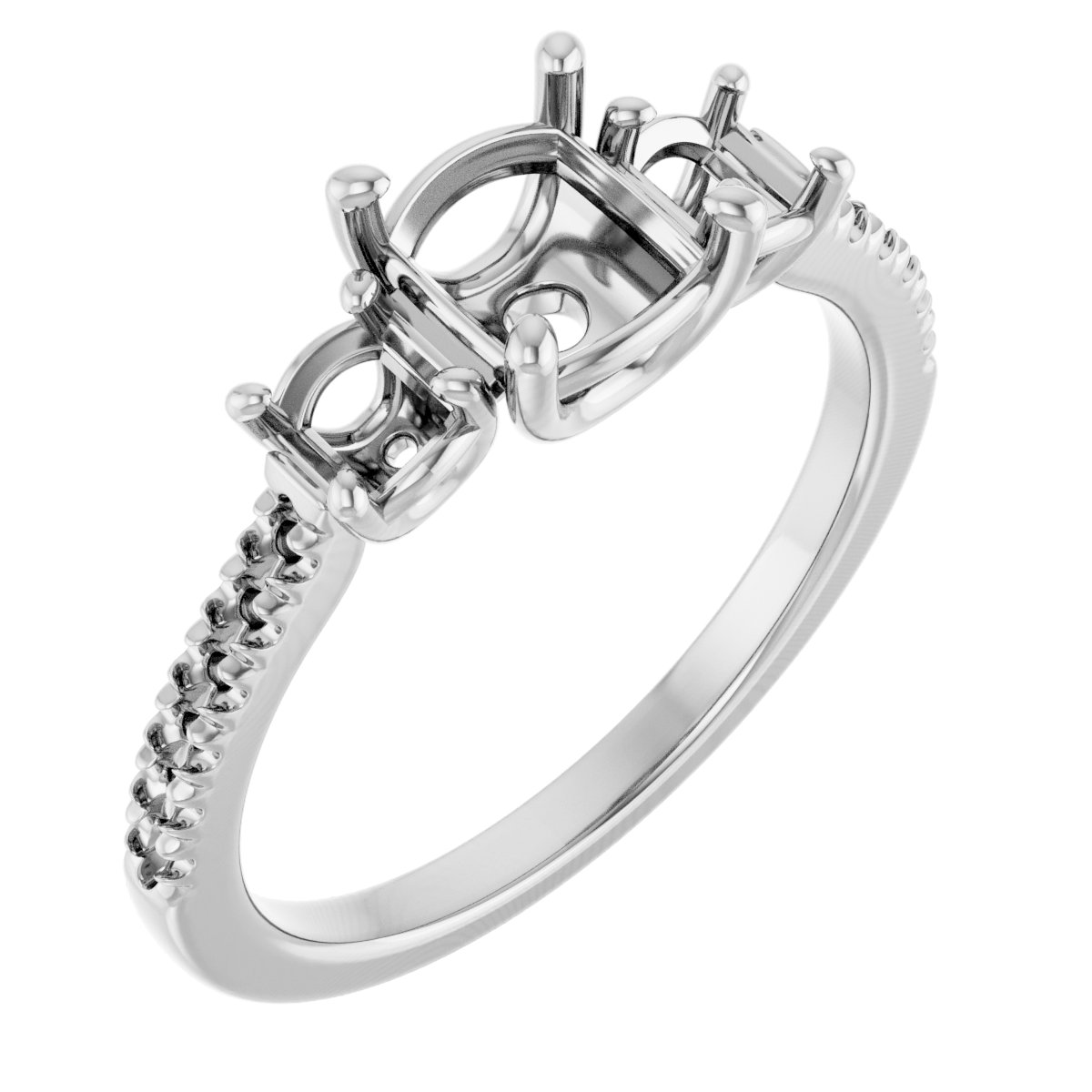 Accented Three-Stone Engagement Ring