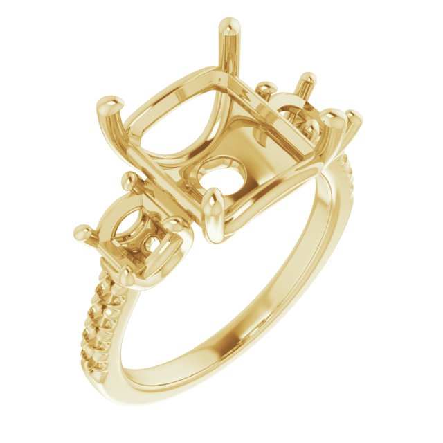 Accented Three-Stone Engagement Ring