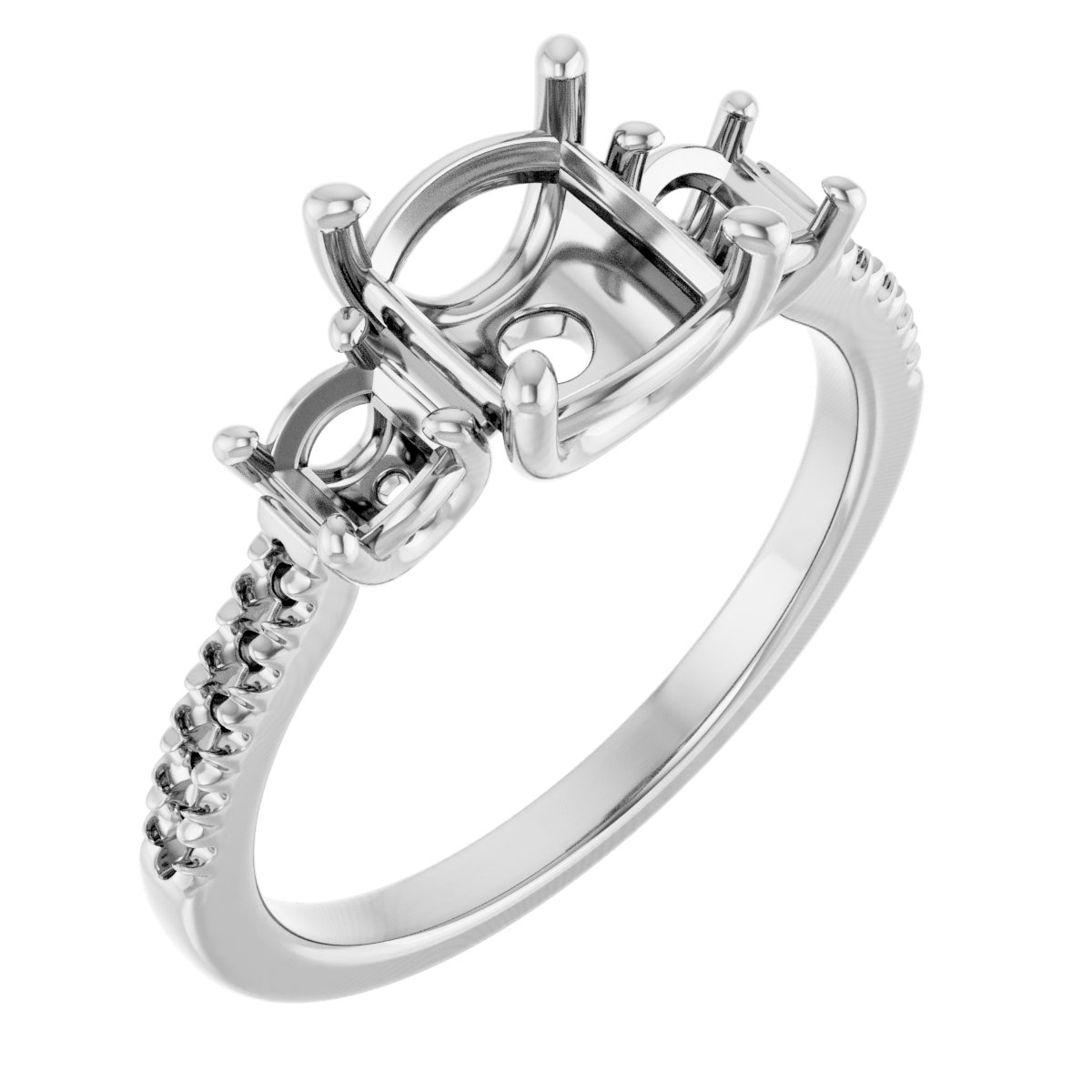 Accented Three-Stone Engagement Ring