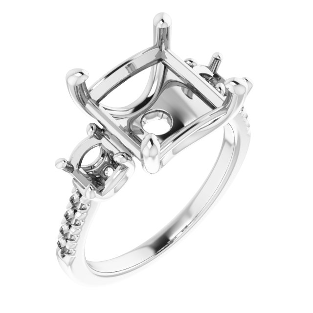 Accented Three-Stone Engagement Ring