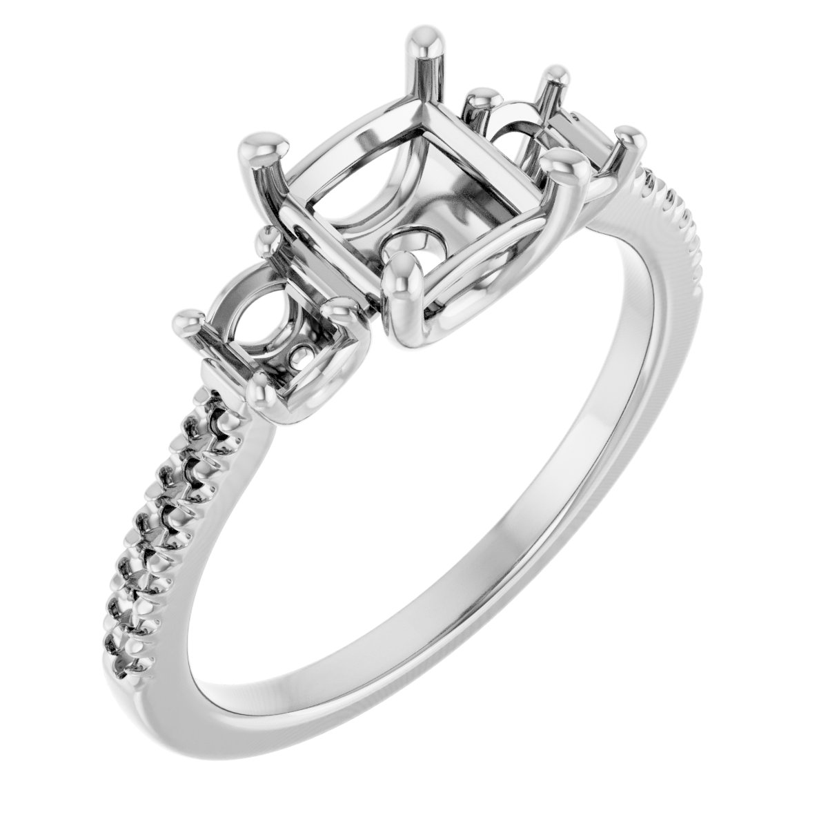 Accented Three-Stone Engagement Ring