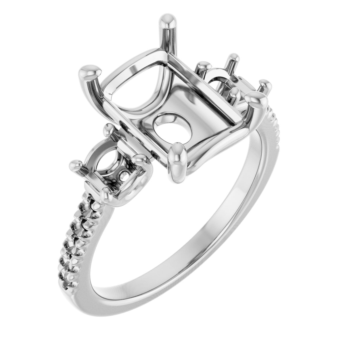 Accented Three-Stone Engagement Ring