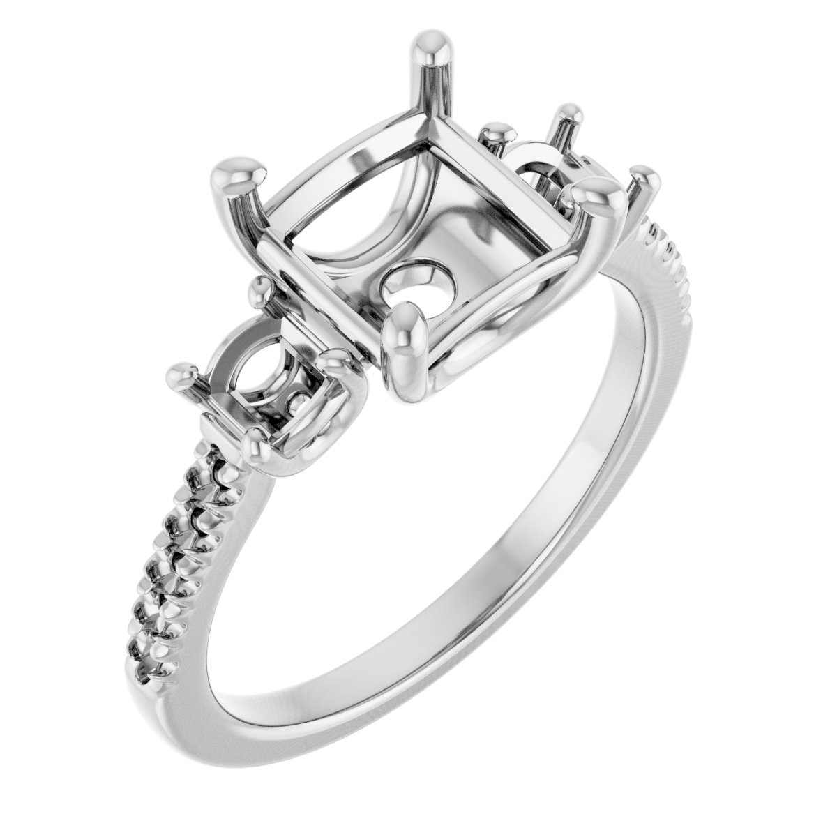 Accented Three-Stone Engagement Ring