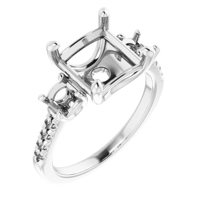 Accented Three-Stone Engagement Ring