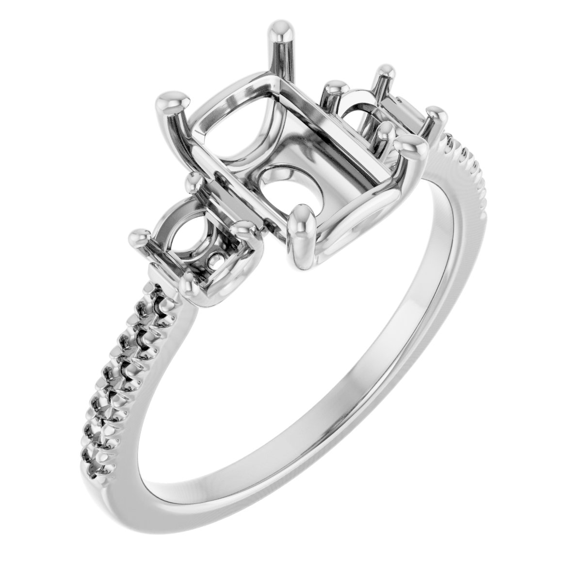 Accented Three-Stone Engagement Ring