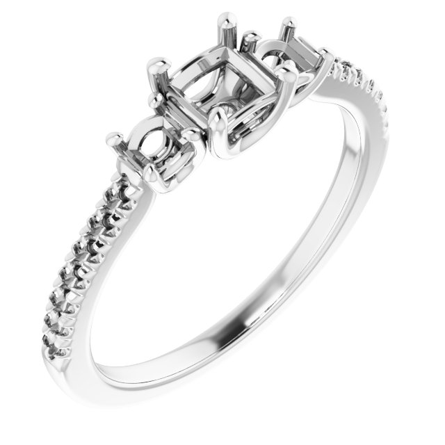 Accented Three-Stone Engagement Ring