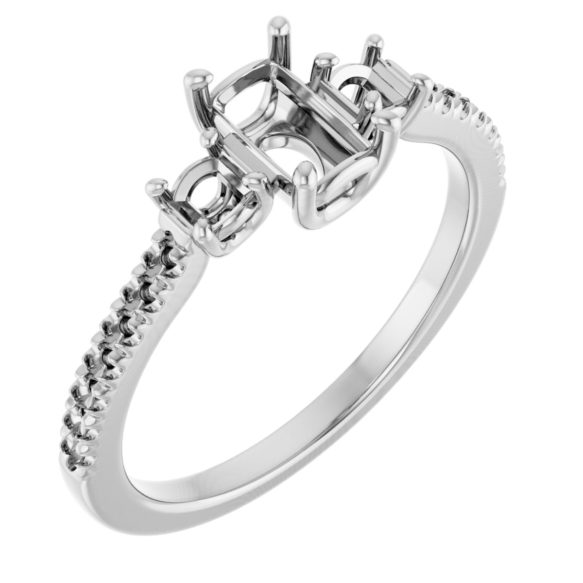 Accented Three-Stone Engagement Ring
