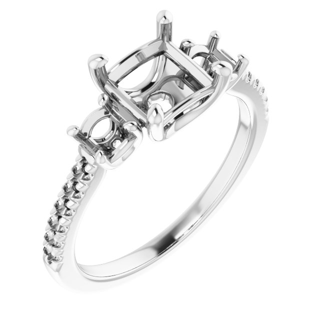 Accented Three-Stone Engagement Ring