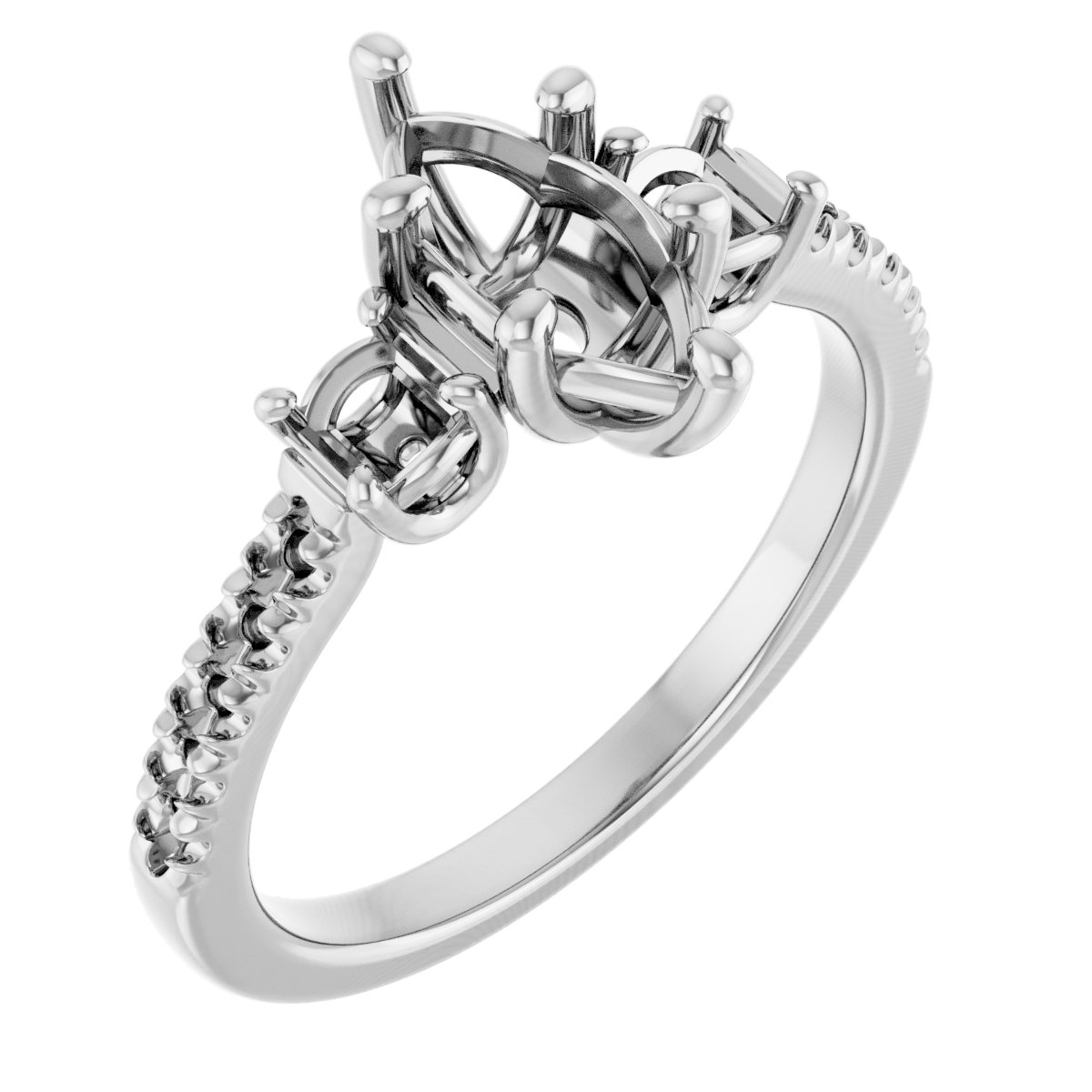 Accented Three-Stone Engagement Ring