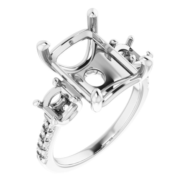 Accented Three-Stone Engagement Ring