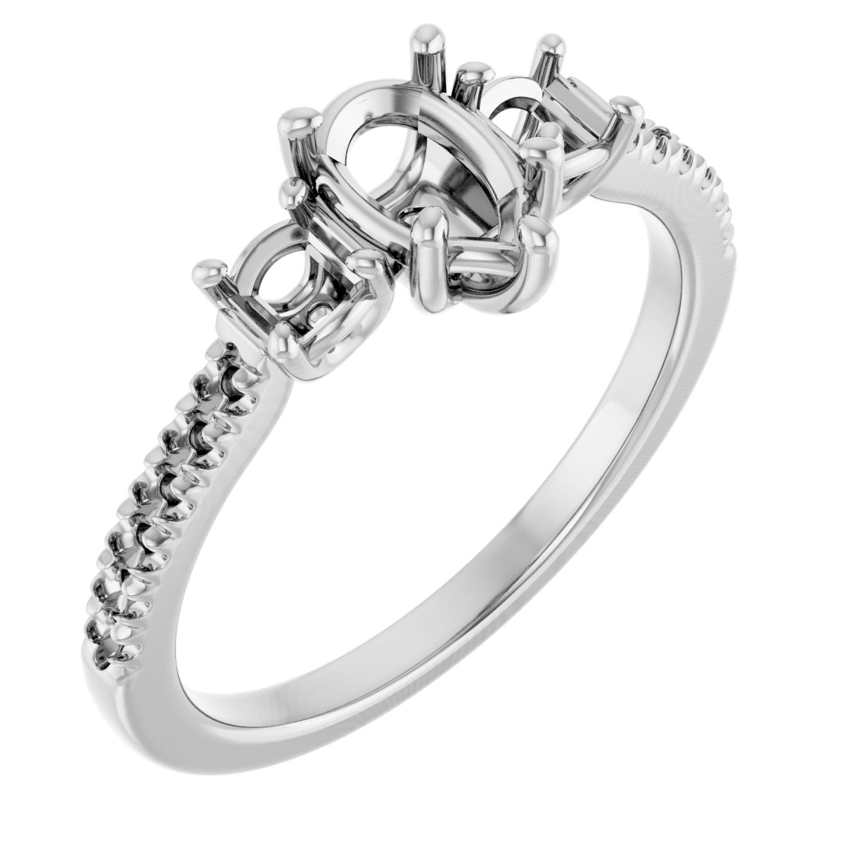 Accented Three-Stone Engagement Ring