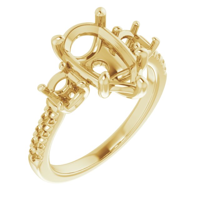 Accented Three-Stone Engagement Ring